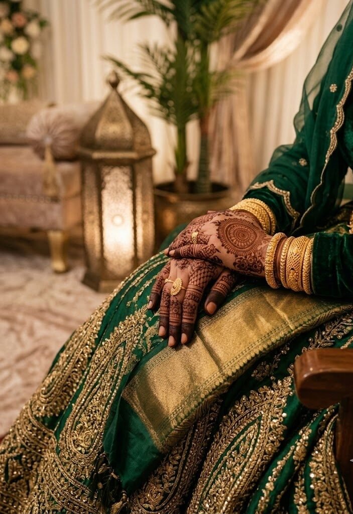Traditional henna for a Malabar Muslim wedding milanji ceremony
